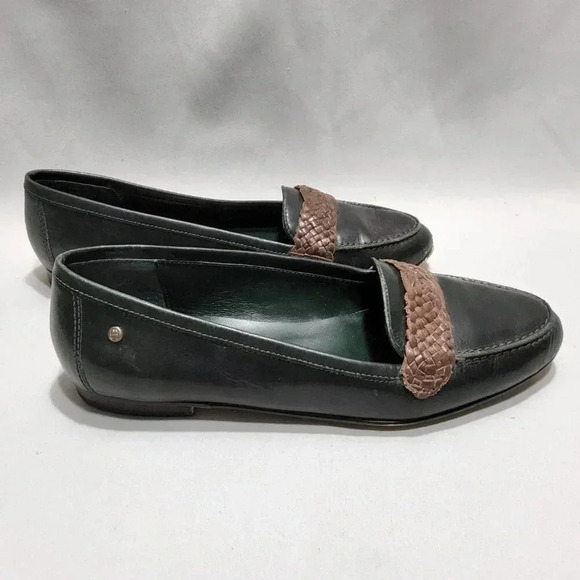 Vintage Etienne Aigner Women's Green Brown Leather Loafer Flats Sizs 5.5 - Picture 1 of 8